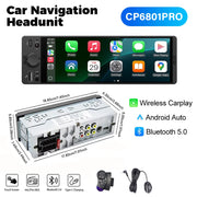 6.86-Inch 1-DIN Wireless CarPlay and Android Auto Car Stereo with USB