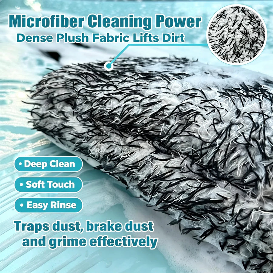 Thick Double-Sided Microfiber Car Wash Mitt, 22 x 19 cm