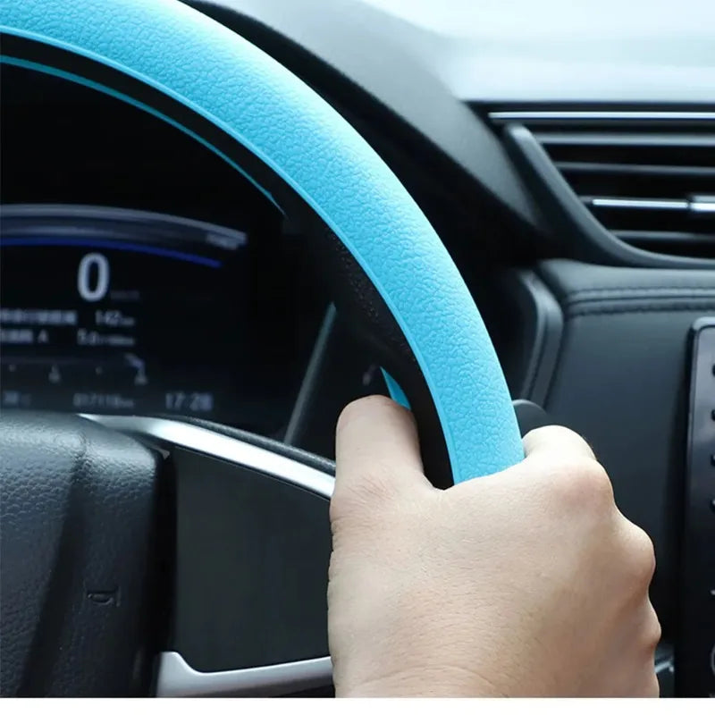 Universal Non-Slip Silicone Steering Wheel Cover – 38 cm