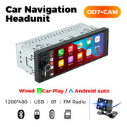 6.86-Inch 1-DIN Wireless CarPlay and Android Auto Car Stereo with SWC Support