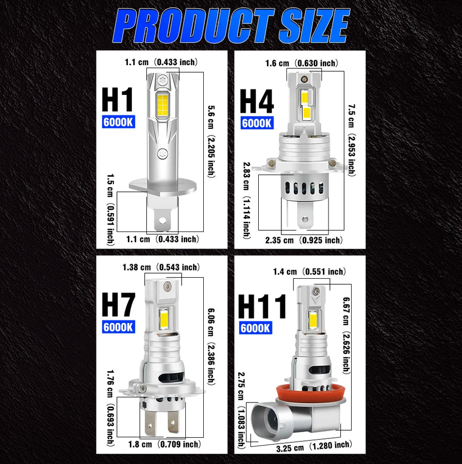 H1/H4/H7/H11 LED Headlight Bulb – 6000K, CANBUS