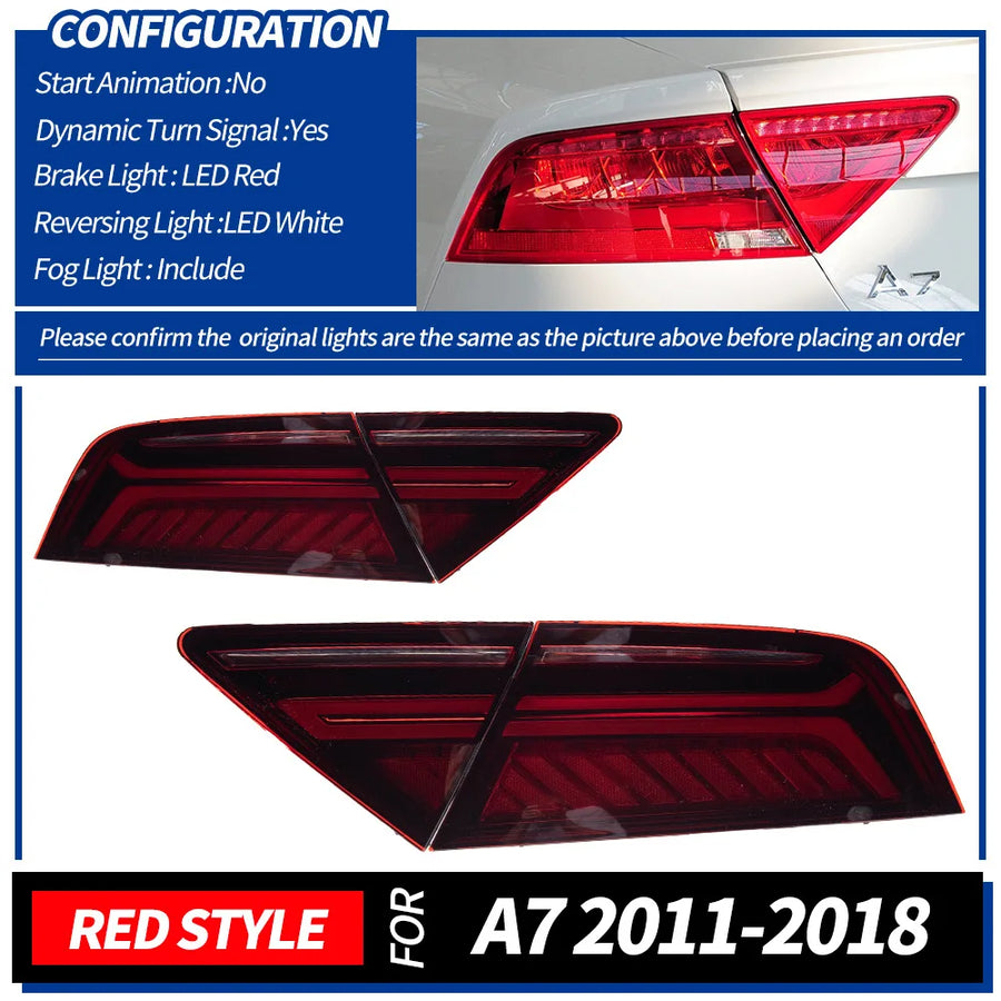 LED Tail Light Assembly for Audi A7 2011–2018