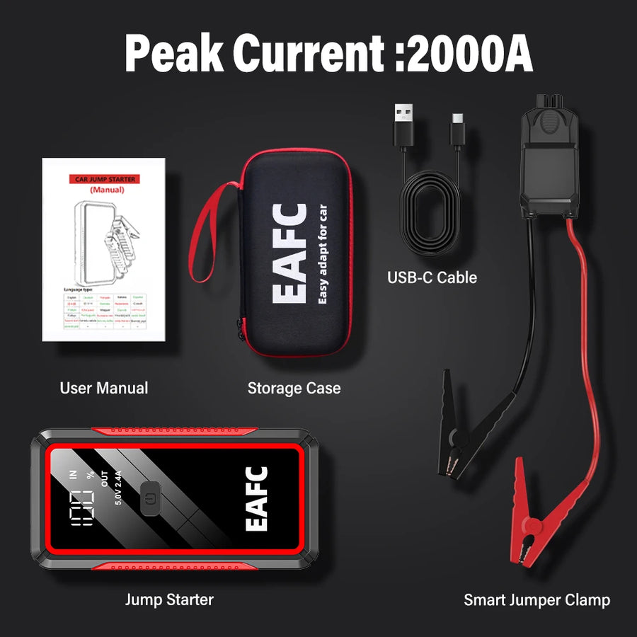 600A-2000A 12V Portable Car Jump Starter and Power Bank