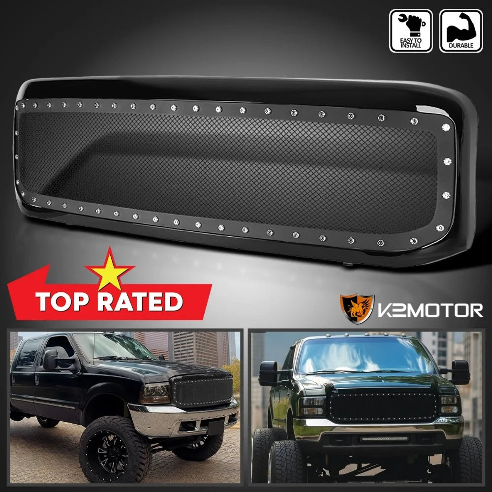Mesh Rivet-Style Front Grille with Shell for 1999–2004 Ford F-250/F-350