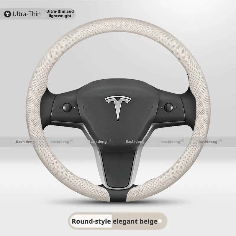 Nappa 37-38CM Steering Wheel Cover for Tesla Model Y Model 3 Car Interior