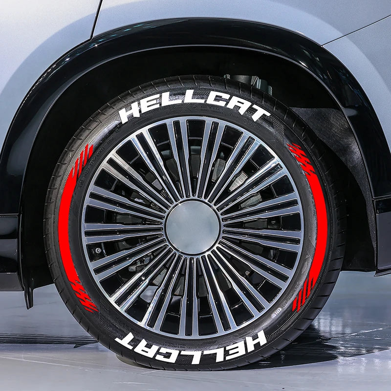 For 4 Tires Hellcat 8PCS 3D Tire Letter Stickers Waterproof Pvc Wheel Decals Car