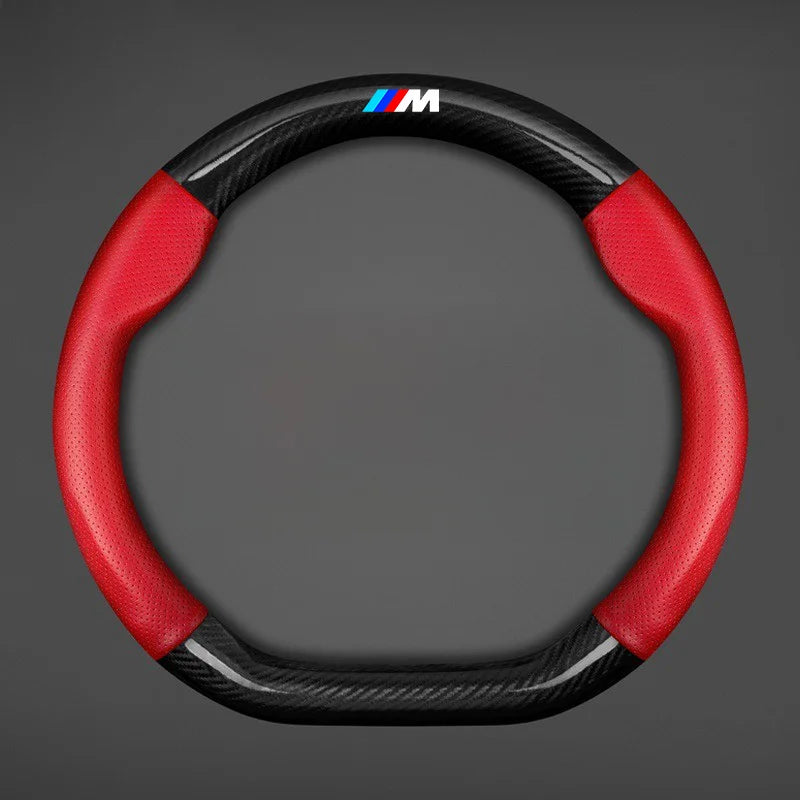 Anti-Slip Carbon Fiber Leather Steering Wheel Cover for BMW Vehicles