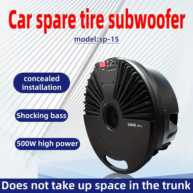 SP-15 15-Inch Spare-Tire Powered Car Subwoofer – 500W