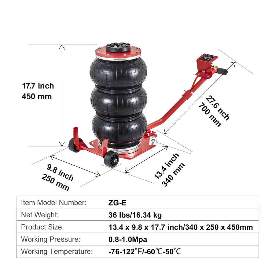 3/5-Ton Triple-Bag Pneumatic Air Jack – Adjustable Options