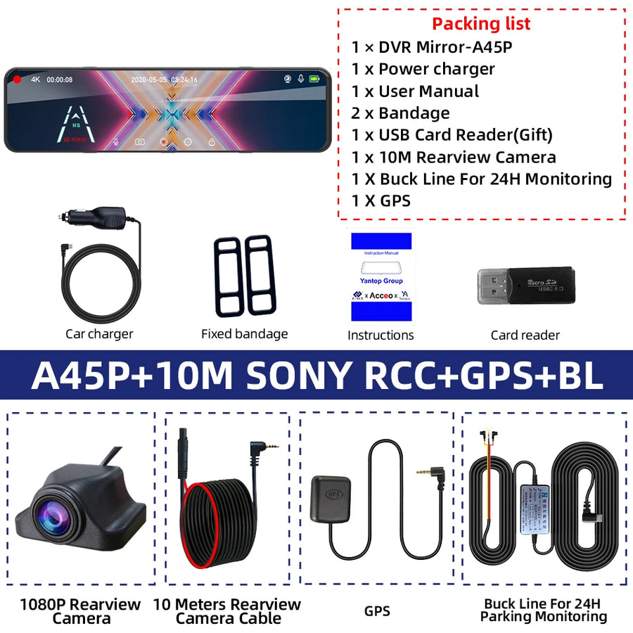 4K Dual Mirror Dash Cam