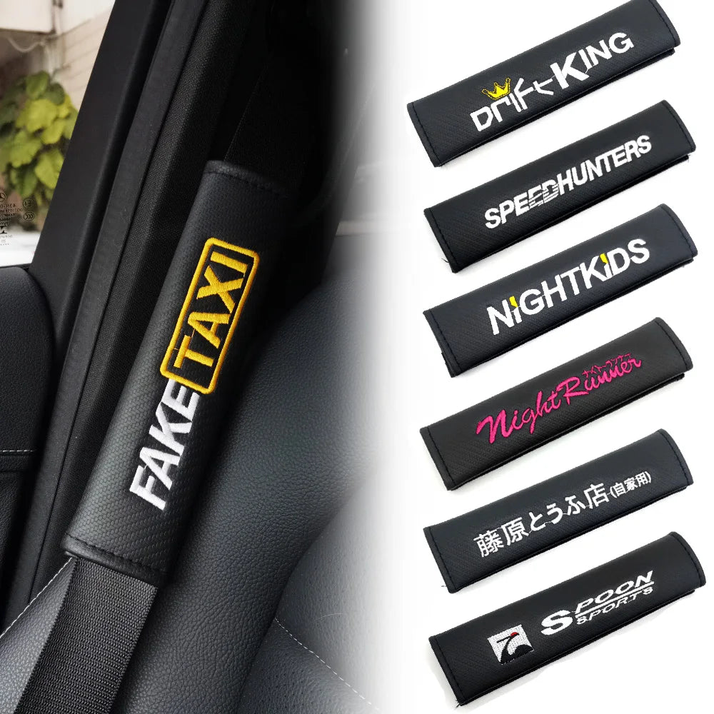 JDM Anime-Style Leather Seat Belt Shoulder Pads - Pair