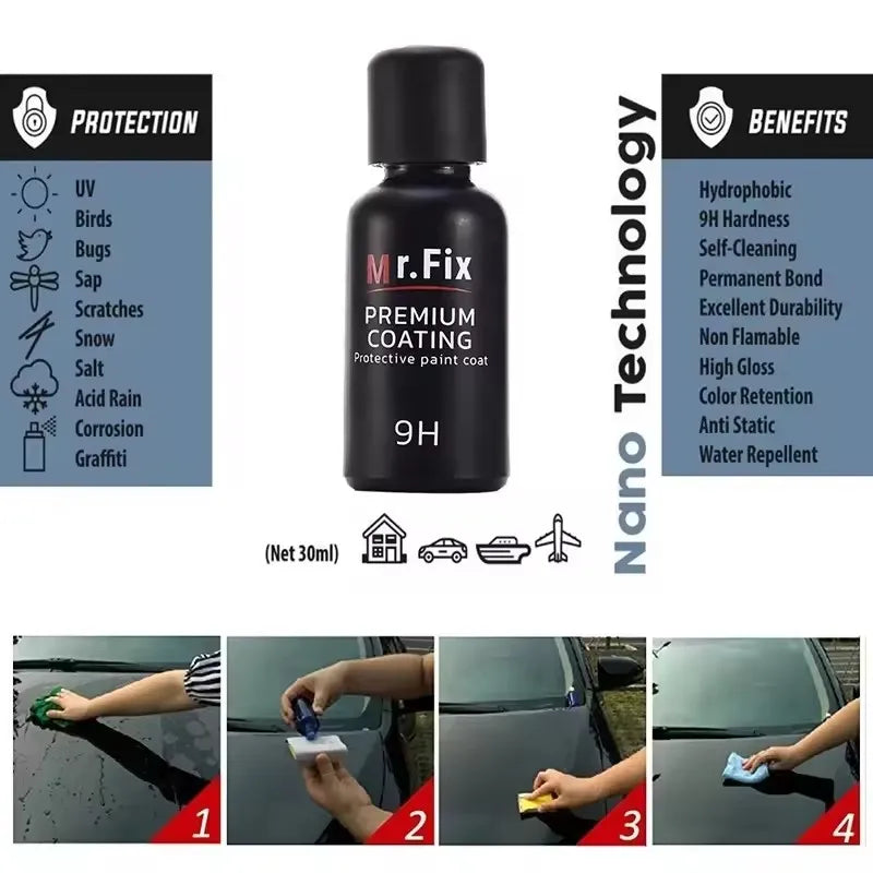 MR.FIX 9H Hydrophobic Ceramic Coating Kit – 30 mL