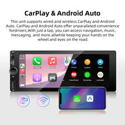 6.86-Inch 1-DIN Wireless CarPlay and Android Auto Car Stereo
