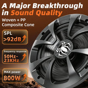 6.5-Inch 800W Coaxial Car Speakers with Silk-Dome Tweeters