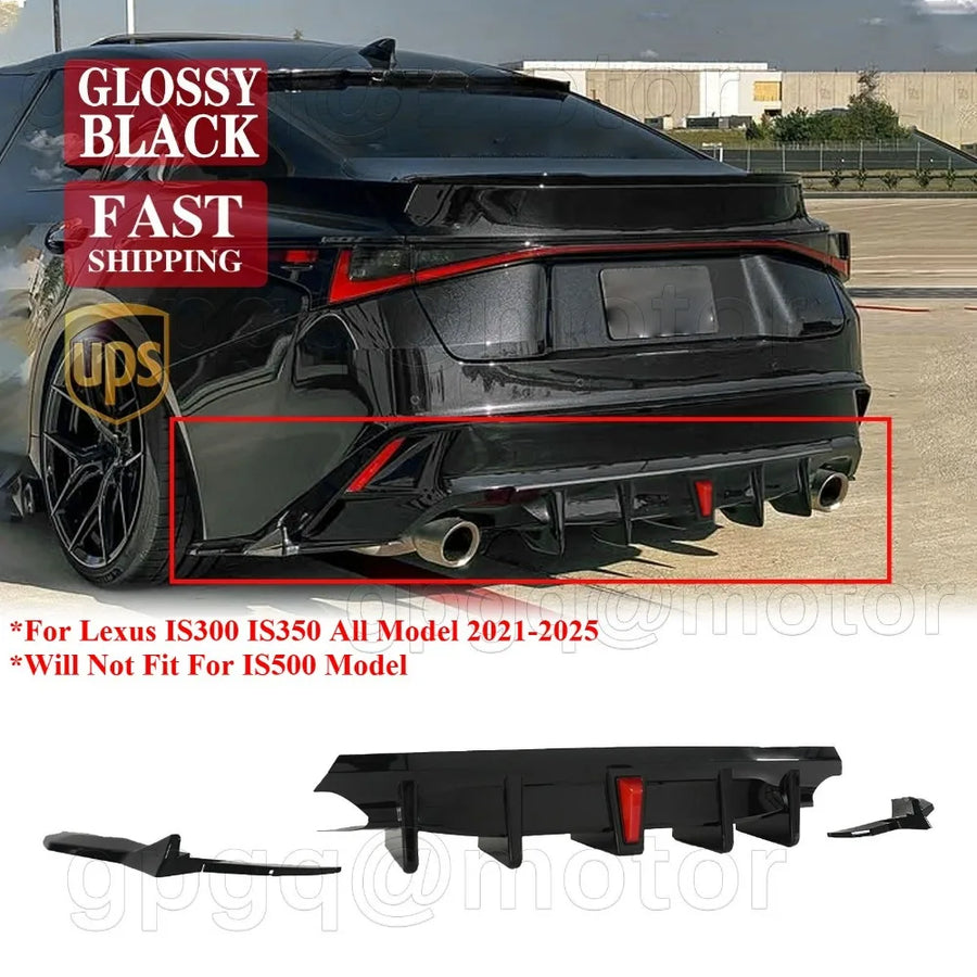 Gloss Black LED Rear Diffuser – Select 2021–2025 Lexus IS300/IS350