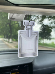Silver Cap Clear Square Perfume Bottle Hanging Car Air Freshener