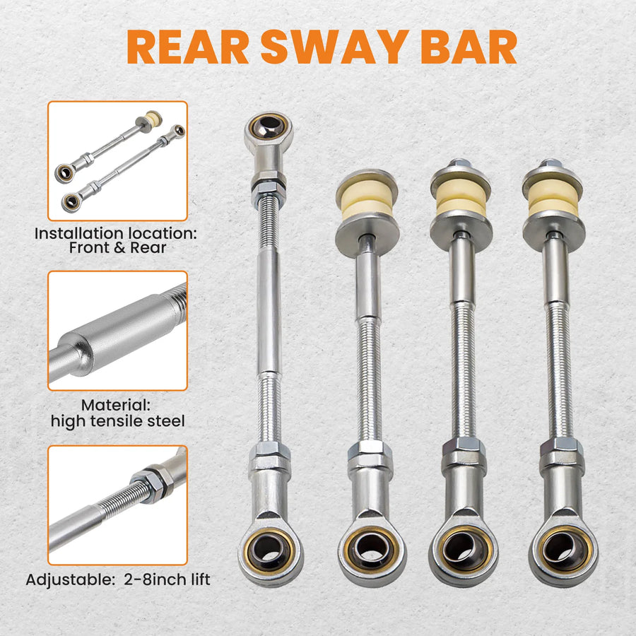 4-Piece Front +rear HD Sway Bar Extension Kit for Nissan Patrol GU 2002-2008"inch Lift