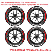 Bridgestone Tire Letter Stickers Set for 4 Wheels 3D Pvc Raised Tire Decals Waterproof Car Racing Tire Sidewall Decor