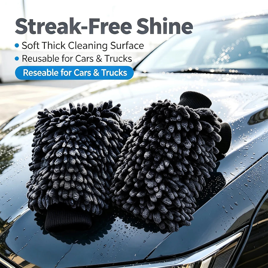 XL Charcoal Grey Chenille Microfiber Car Wash Mitt