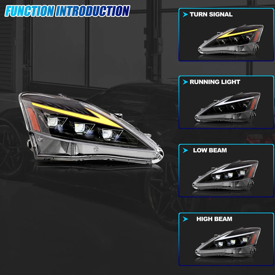 Lexus IS250/IS350/IS F Triple-Projector LED Headlight Pair – 2006–2013