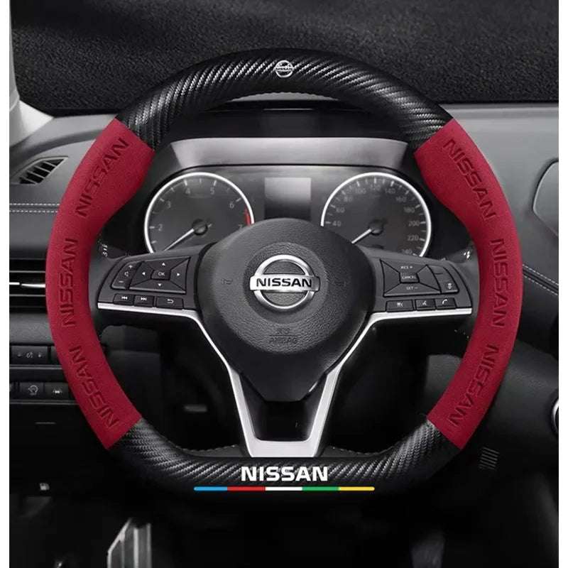 Carbon-Fiber-Style Steering Wheel Cover for Nissan – 37–38 cm