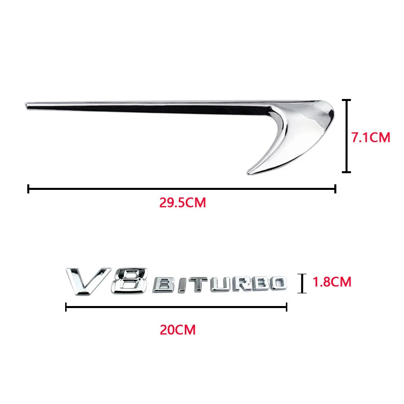 V8 Biturbo 4MATIC Fender Emblem Badge for Mercedes-Benz
