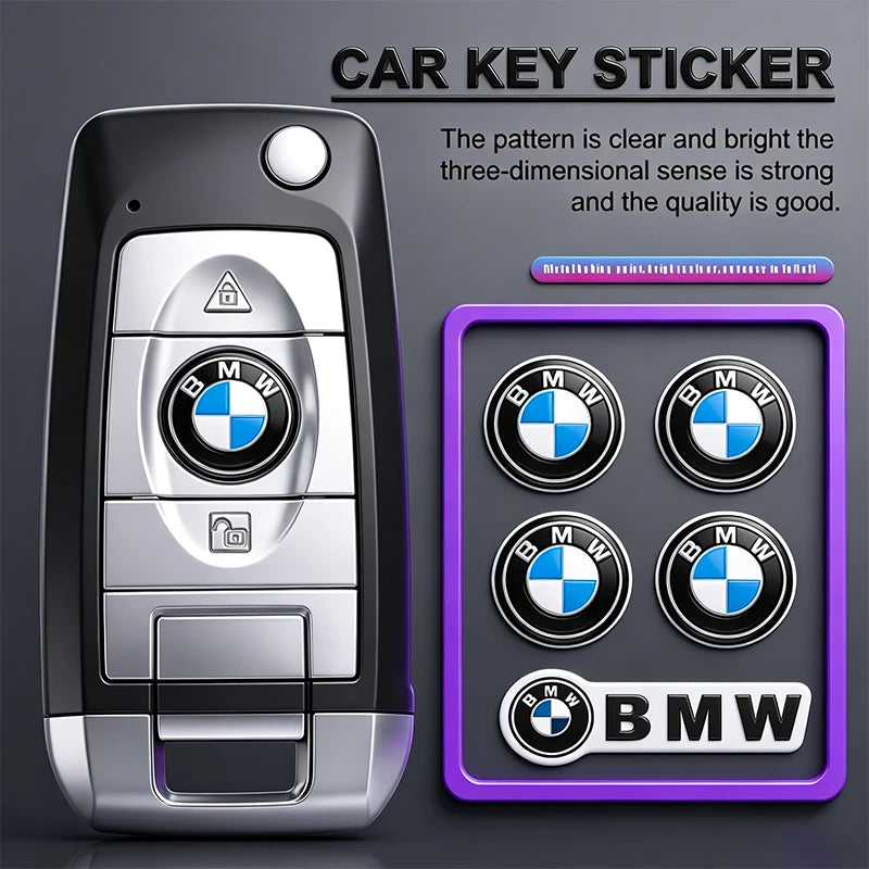 Round Car Key Emblem Badge Stickers for BMW – 2, 5 or 10 Pieces