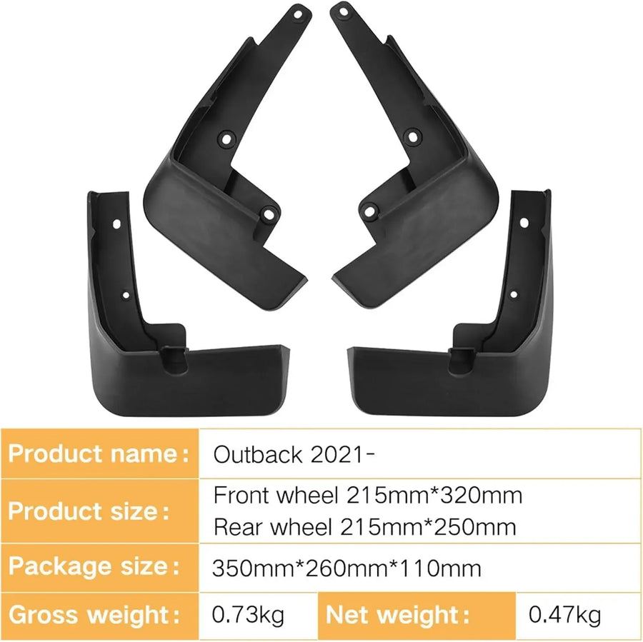 4-Piece ABS Plastic Front & Rear Mud Flaps Mudguards Splash Guard for 2021-2024 Subaru Outback QC-350