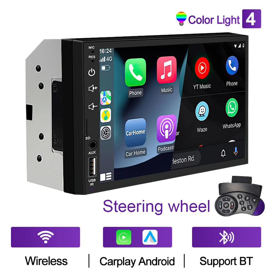 7-Inch Double-DIN CarPlay and Android Auto Touchscreen Receiver