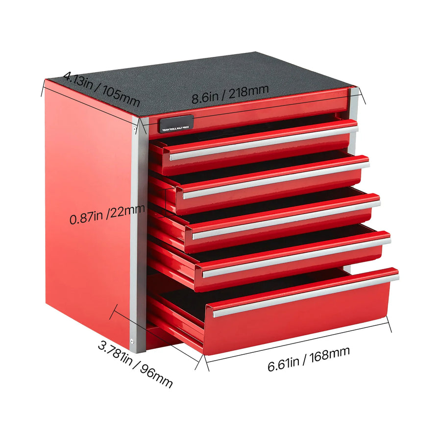 8.6-Inch 5-Drawer Steel Mini Tool Box – Black or Red