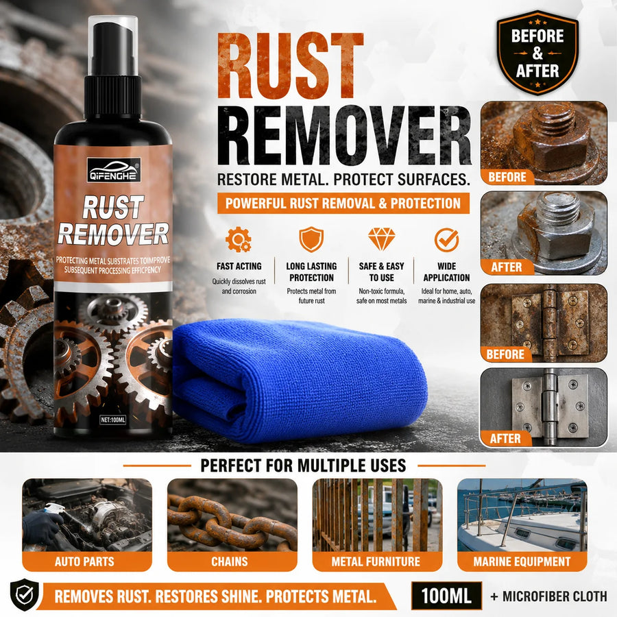 Car Brake Disc Rust Remover, 100% Effective Noise Reduction, Full Metal Polishing Agent & Wheel HUB Spray