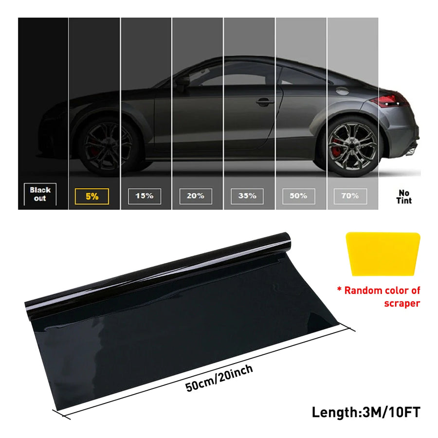 Car Window Privacy Tint Film – 50 × 300 cm, Multiple VLT Options