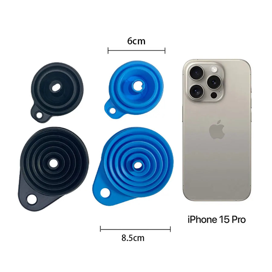 2-Piece Foldable Car Engine Funnel Silicone Liquid Funnel Washer Engine Oil Petrol Change Tools for