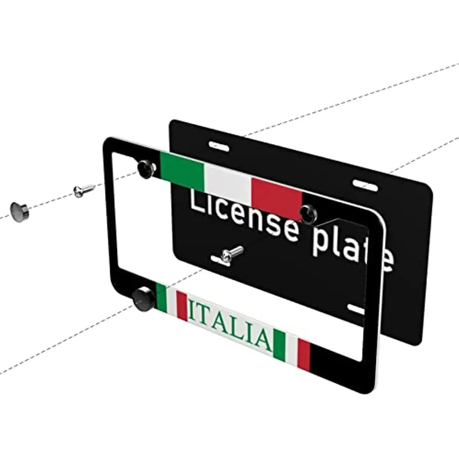 2-Piece Italian Flag Aluminum License Plate Frame Set