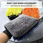 Double-Sided Chenille & Microfiber Car Wash Mitt, 28 x 21 cm
