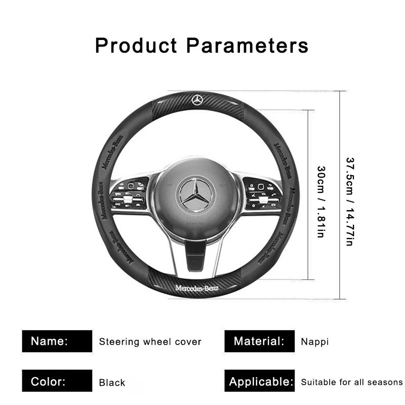 3D Carbon-Fiber-Texture Steering Wheel Cover – Mercedes-Benz