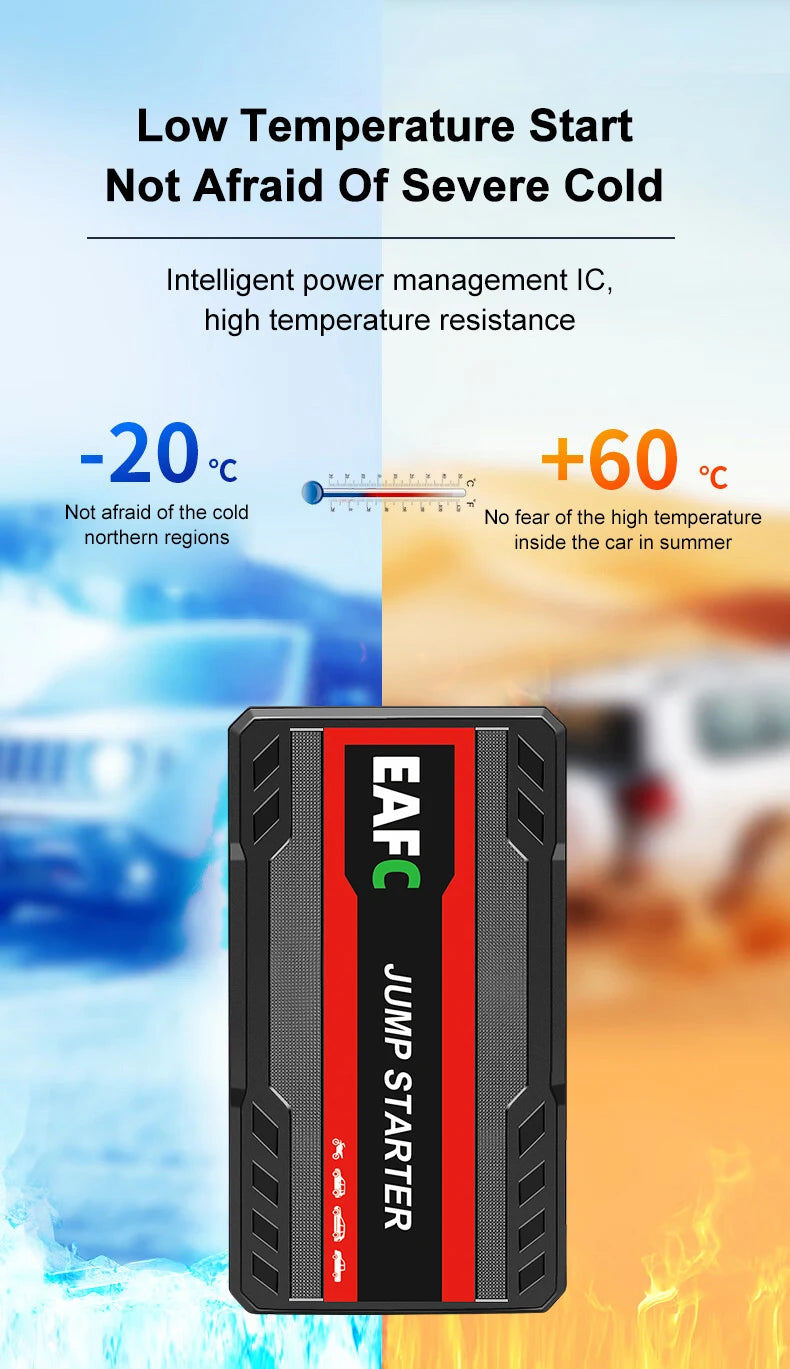 600A 12V Portable Car Jump Starter with Power Bank and LED Light