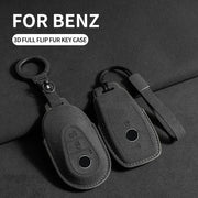 Suede Leather Car Key Case Cover for Mercedes-Benz