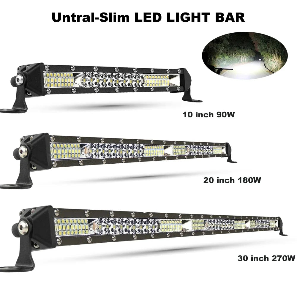 10-Inch/20-Inch LED Work Light Bar – Spot/Flood Combo, 12V–24V