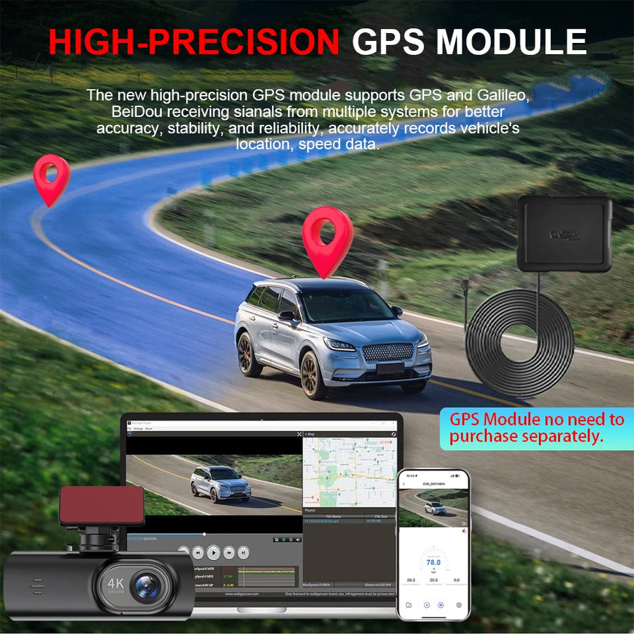 4K Dual Dash Cam with Wi-Fi App Control