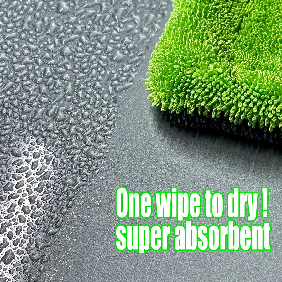 1300 GSM Gray & Green Microfiber Car Drying Towel
