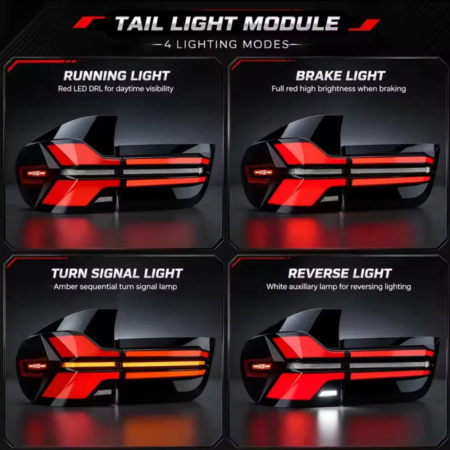 Smoked Black LED Tail Light Assembly Set for 2007–2013 BMW X5