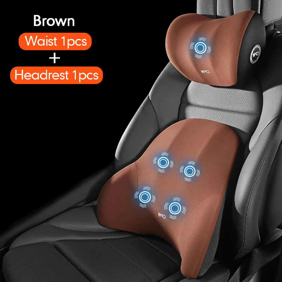 Universal Car Neck Pillow and Lumbar Support Cushion Set