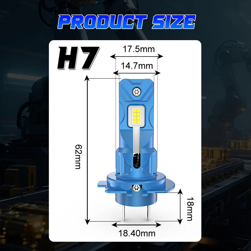 H7 LED Headlight Bulb – 6000K, Compact