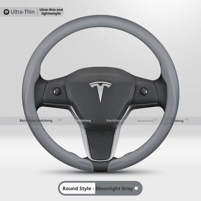 Nappa 37-38CM Steering Wheel Cover for Tesla Model Y Model 3 Car Interior
