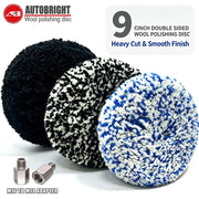 9-Inch Double-Sided Wool Polishing Pad with Threaded Center