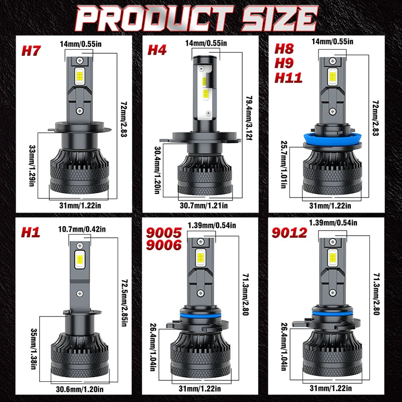 2-Piece H1/H4/H7/H11/9005/9006 LED Headlight Bulb – 6000K