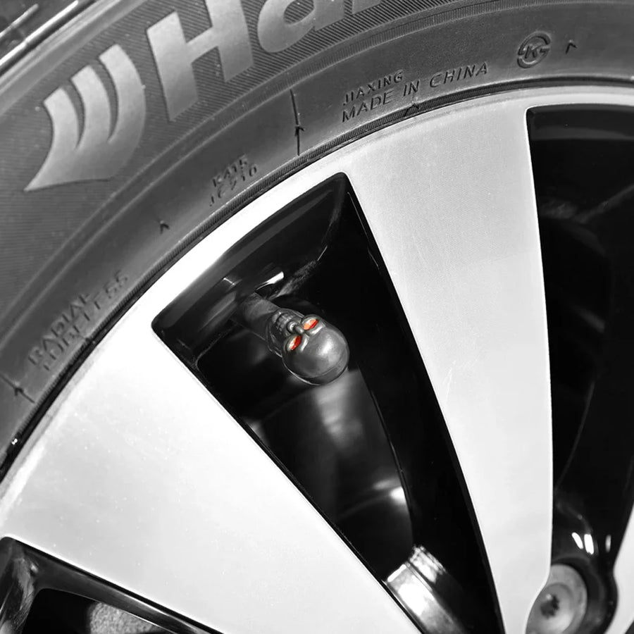 4-Piece Skull Tire Valve Cap Set with Copper Cores