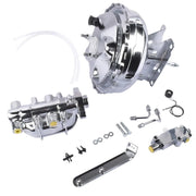 11-Inch Chrome Brake Booster, Master Cylinder & Valve Kit for Chevrolet/GMC 1973-1993