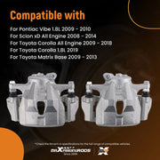 Front Brake Caliper Set for Toyota Corolla/Matrix & Pontiac Vibe 2008-2019